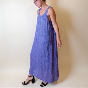 SOLD—Gorgeous loomed linen dress by Flax in lavender